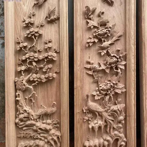 Tranh tứ quý gỗ hương đá
