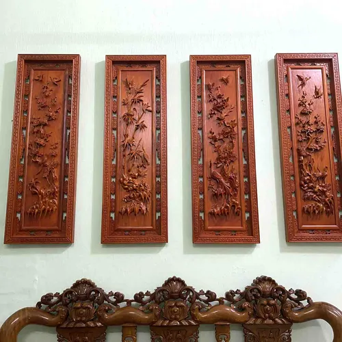 Tranh tứ quý đục kênh bong