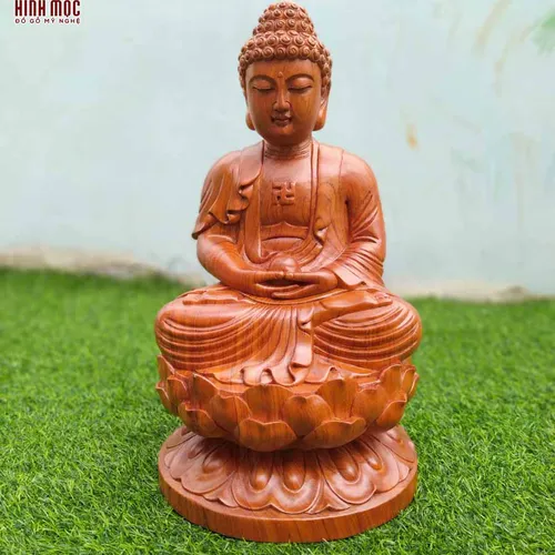 Phật A Di Đà cao 30cm gỗ hương