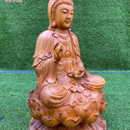 Tượng gỗ Bồ Tát ngồi đài sen 