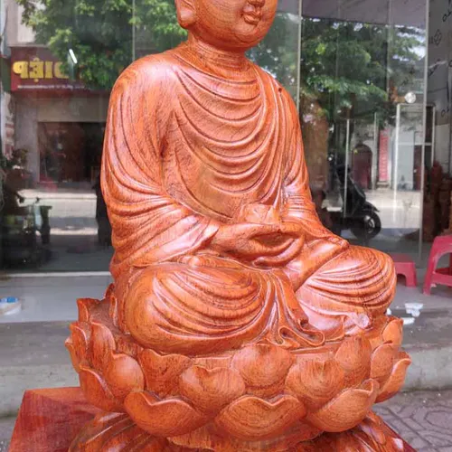 Tượng Bổn Sư ngồi đài sen cao 40cm gỗ hương