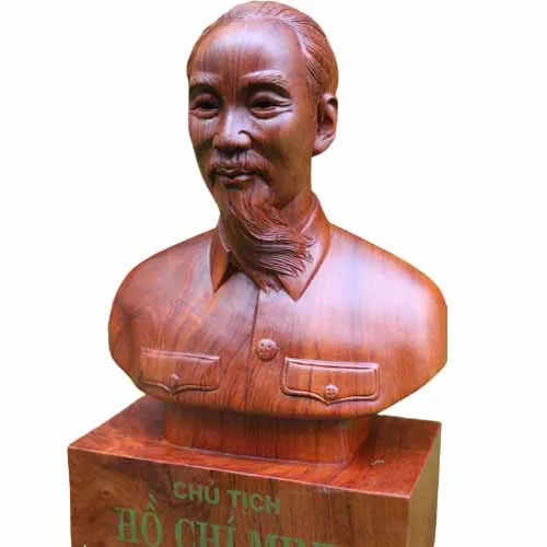 Tượng gỗ bán thân bác Hồ cao 30cm