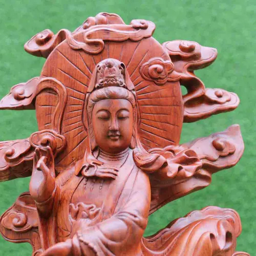 Quan Âm ngự long cao 70cm gỗ hương