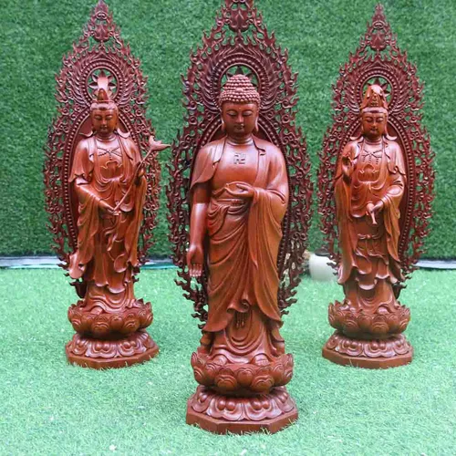 Bộ Tây Phương Tam Thánh cao 60cm gỗ hương