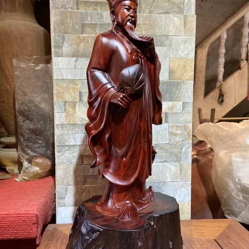 Tượng Khổng Minh để bàn gỗ trắc cao 40cm