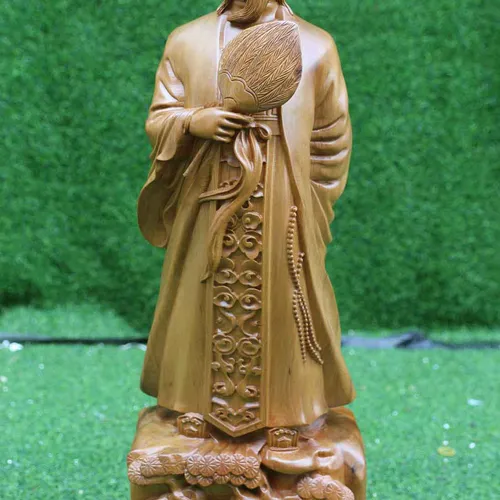 Tượng Khổng Minh cao 50cm gỗ bách xanh