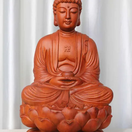 Tượng A Di Đà cao 40cm gỗ hương đá
