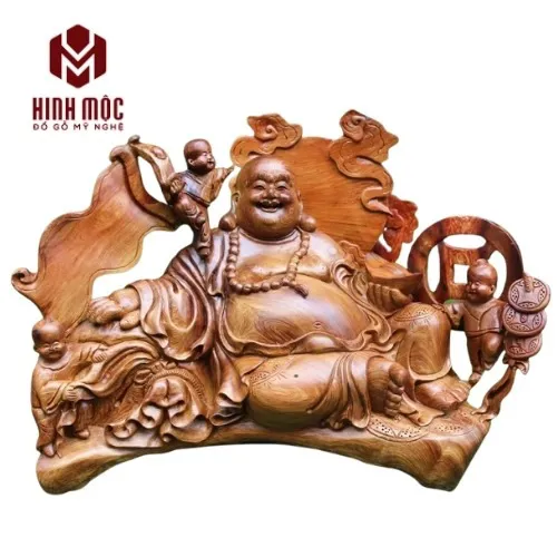 Tượng Phật Di Lặc tam phúc gỗ hương ta