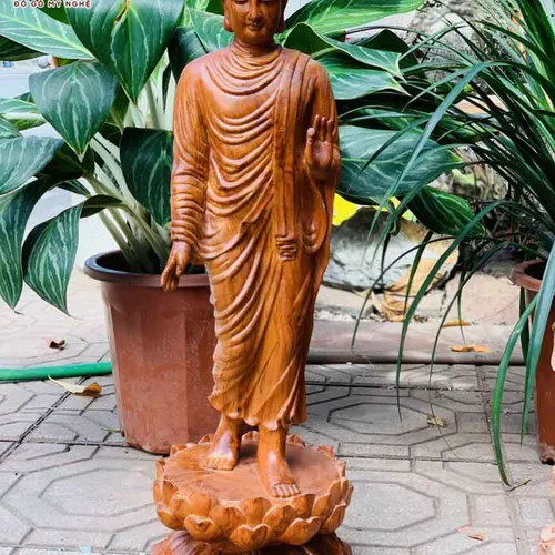 Tượng Thích Ca đứng 60cm gỗ hương