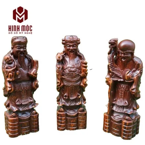 Tượng tam đa gỗ trắc dây cao 40cm