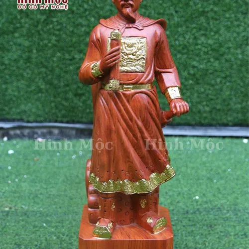 Tượng Trần Quốc Tuấn gỗ hương mạ vàng cao 50-80cm