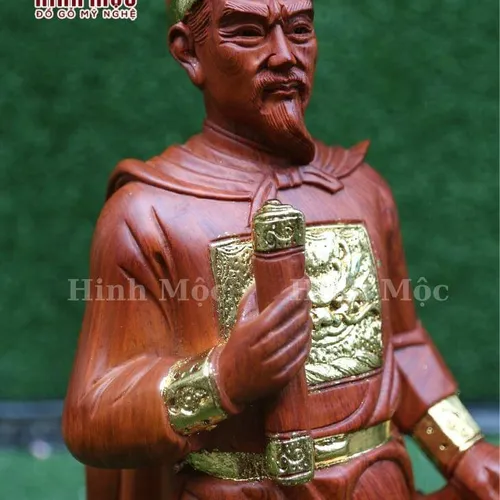 Tượng Trần Quốc Tuấn gỗ hương mạ vàng cao 50-80cm