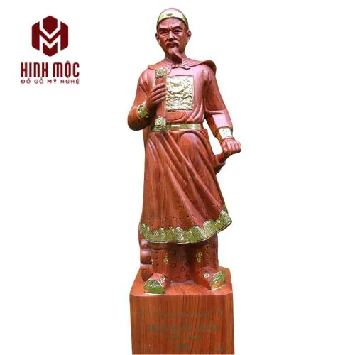 Tượng Trần Quốc Tuấn gỗ hương mạ vàng cao 50-80cm