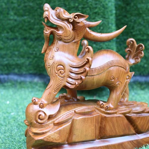 Con tỳ hưu có cánh gỗ hương ta cao 42cm