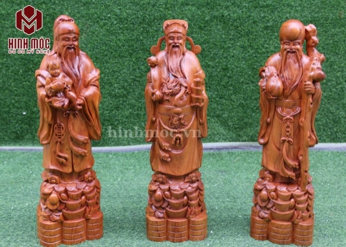 tượng 3 ông phúc lộc thọ gỗ hương đế tiền vàng 1 tượng 3 ông phúc lộc thọ gỗ hương đế tiền vàng 1