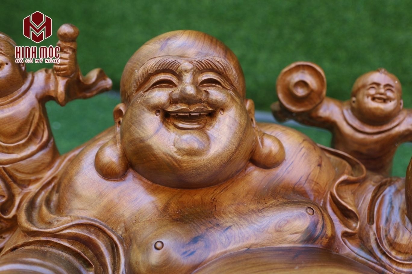 tượng Phật Di Lặc tam phúc gỗ bách xanh (4) tượng Phật Di Lặc tam phúc gỗ bách xanh (4)