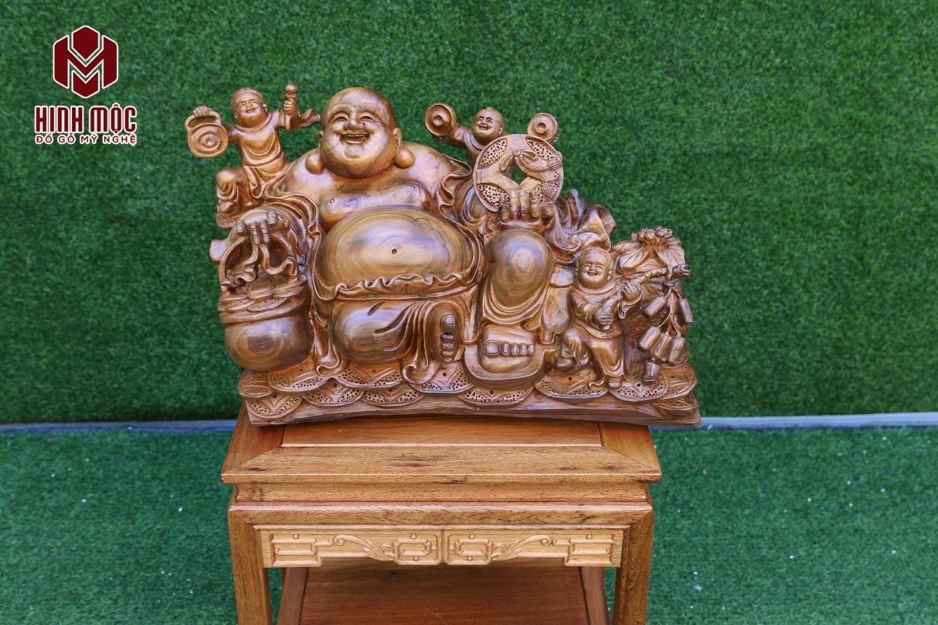 tượng Phật Di Lặc tam phúc gỗ bách xanh (5) tượng Phật Di Lặc tam phúc gỗ bách xanh (5)