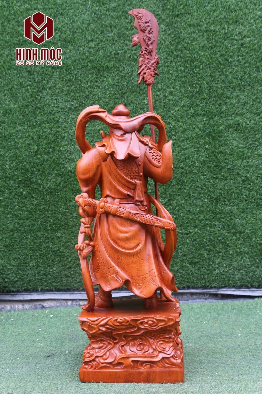 Tượng Quan công hộ pháp gỗ hương mặt sau Tượng Quan công hộ pháp gỗ hương mặt sau