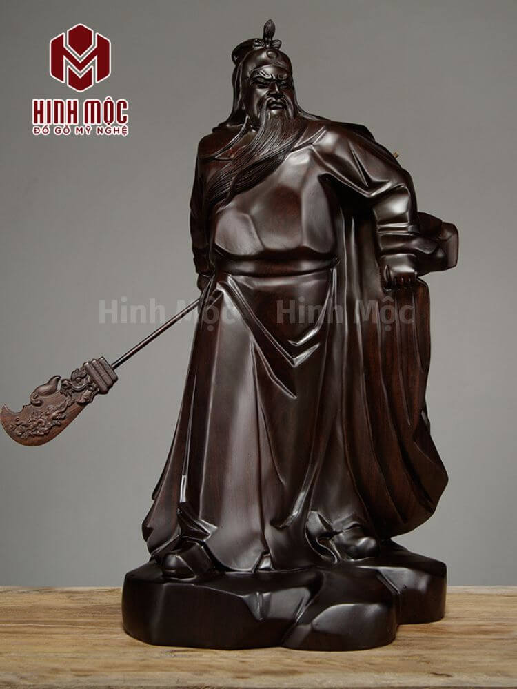 Tượng Quan Công xách đao gỗ mun Tượng Quan Công xách đao gỗ mun