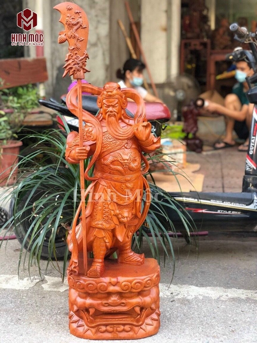 tượng Quan Văn Trường trấn ải gỗ hương mặt trước tượng Quan Văn Trường trấn ải gỗ hương mặt trước