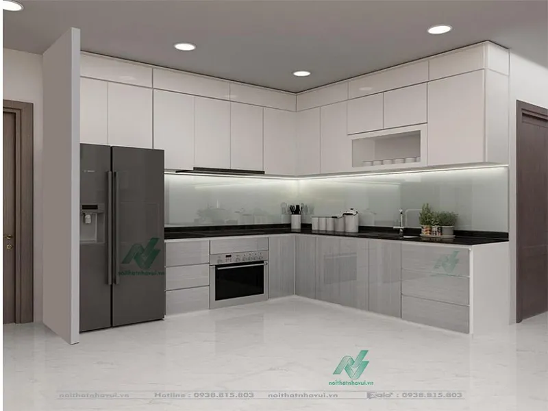 Tu Bếp Chữ L  nhà nhỏ chung Cư  đơn giản đẹp