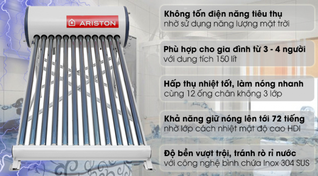 Máy nước nóng năng lượng mặt trời Ariston Máy nước nóng năng lượng mặt trời Ariston