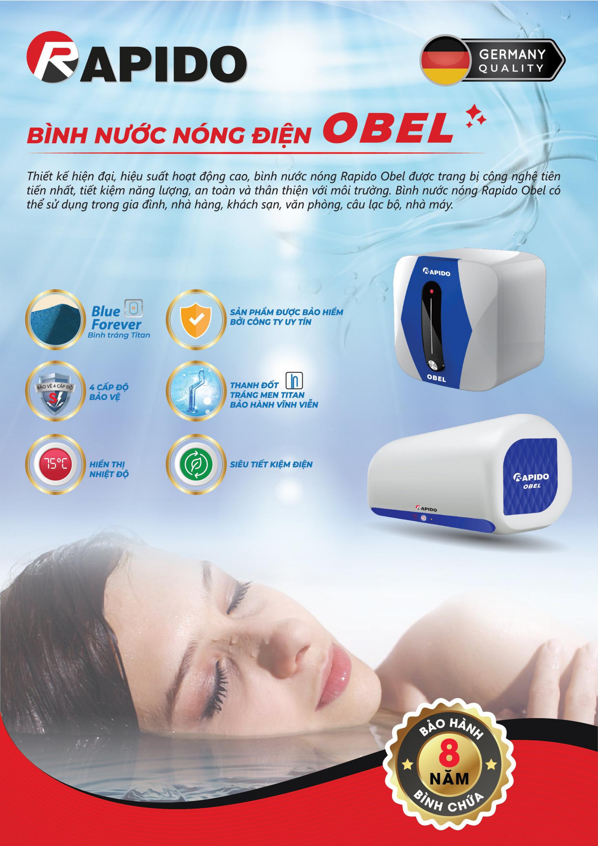 Bình nước nóng RAPIDO OBEL RON E 15L Bình nước nóng RAPIDO OBEL RON E 15L