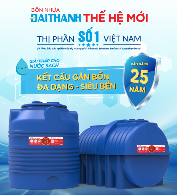 bồn nước nhựa Thế hệ mới Đại Thành 2000L đứng