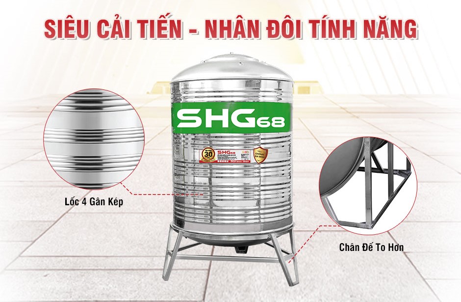 Bồn nước inox Sơn Hà 68 1000L đứng Bồn nước inox Sơn Hà 68 1000L đứng
