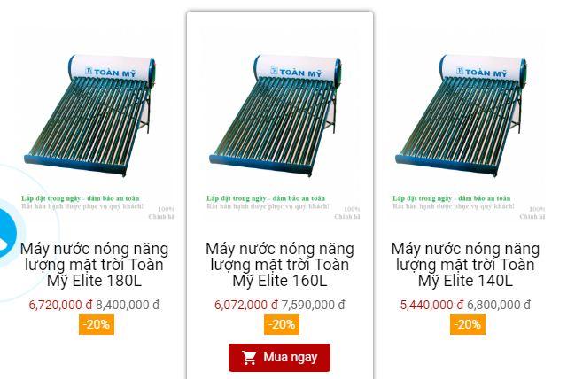Máy nước nóng năng lượng mặt trời giá bao nhiêu