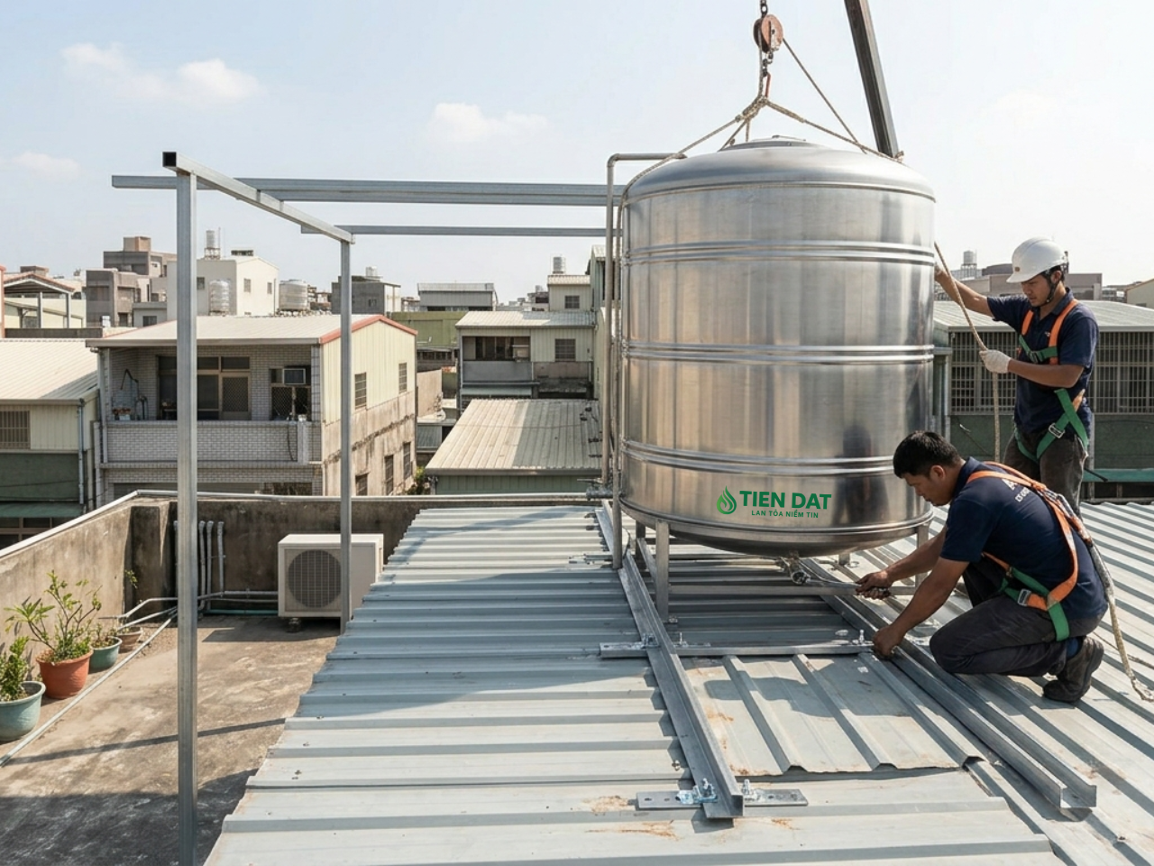 lắp bồn nước trên mái tôn lắp bồn nước trên mái tôn