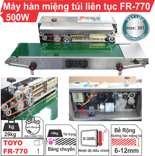 máy hàn miệng túi liên tục FR-770 - Máy hàn miệng túi liên tục “HOT” nhất hiện nay