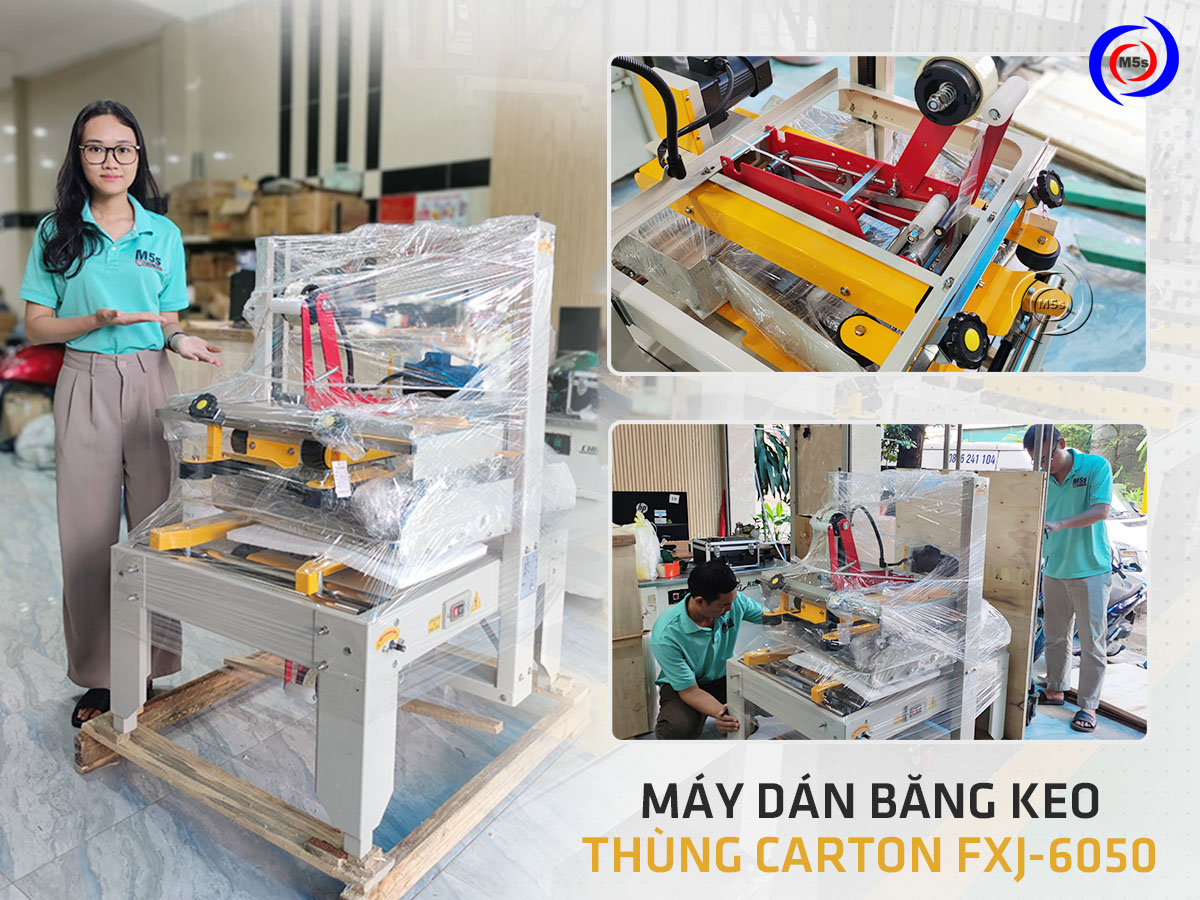 máy dán thùng carton FXJ-6050 tại công ty M5s máy dán thùng carton FXJ-6050 tại công ty M5s