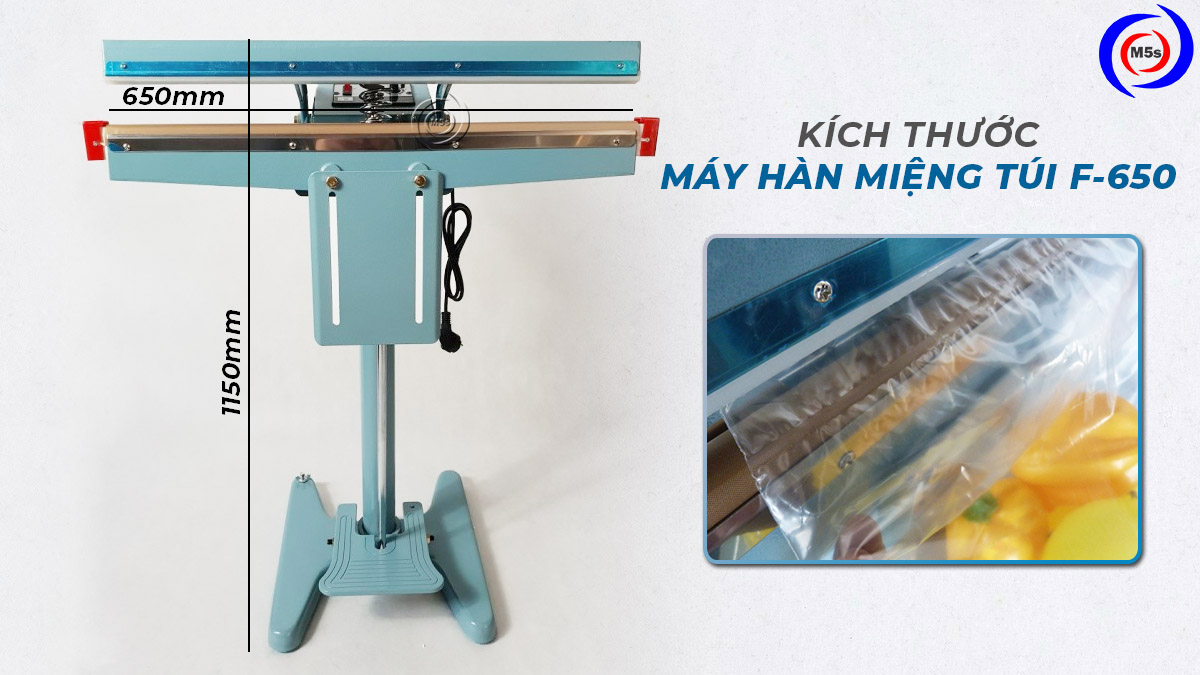 Kích thước đường hàn máy hàn túi dập chân F-650 Kích thước đường hàn máy hàn túi dập chân F-650