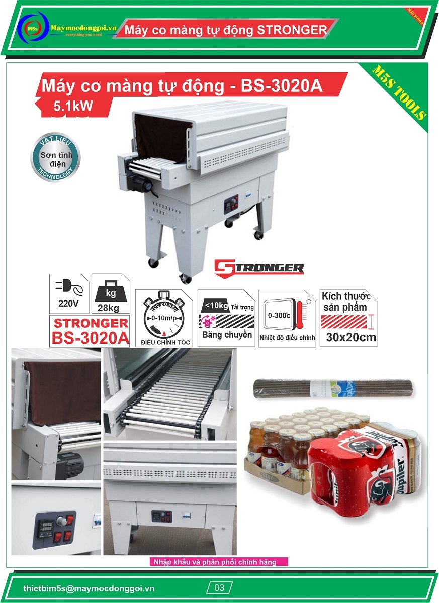 Máy co màng tự động STRONGER BS-3020A Máy co màng tự động STRONGER BS-3020A