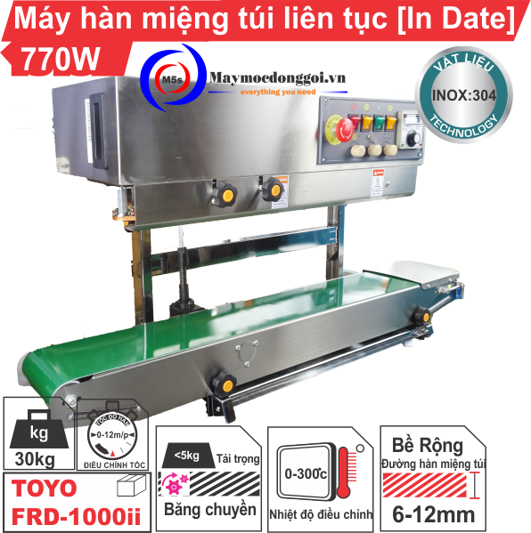 máy hàn miệng túi liên tục dạng đứng FR-1000 máy hàn miệng túi liên tục dạng đứng FR-1000