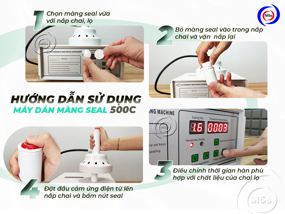 Máy dán màng seal 500c - Đường kính seal 130 mm