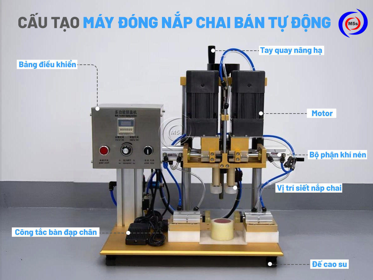 cấu tạo máy đóng nắp chai bán tự động cấu tạo máy đóng nắp chai bán tự động