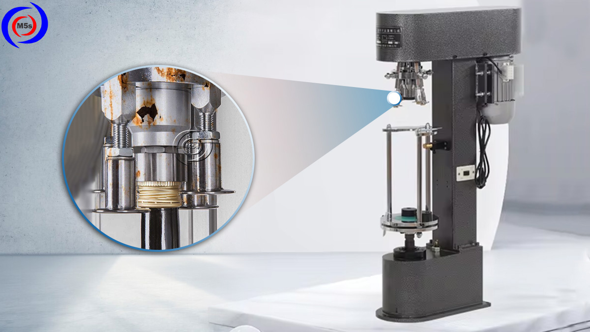 đầu vặn máy đóng nắp chai bị gỉ sét đầu vặn máy đóng nắp chai bị gỉ sét