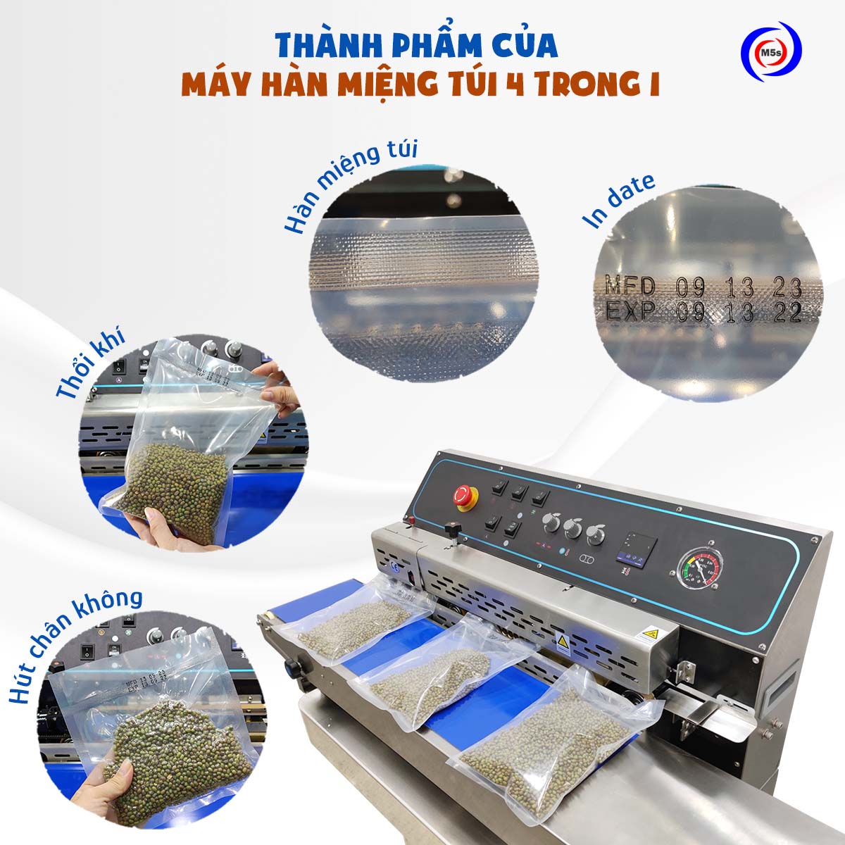Máy hàn miệng túi 4 trong 1 kết hợp hút chân không Máy hàn miệng túi 4 trong 1 kết hợp hút chân không