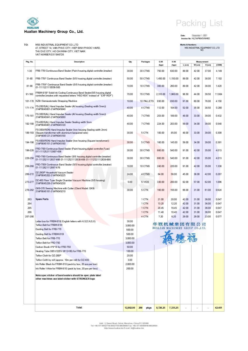 Packinglist máy hàn miệng túi Packinglist máy hàn miệng túi