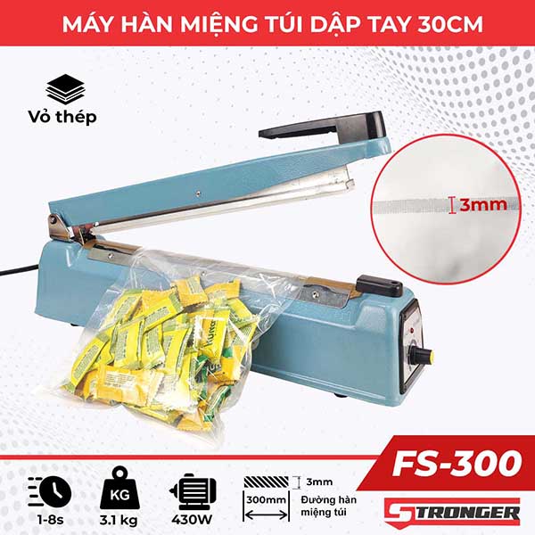Máy hàn miệng túi mini dập tay Stronger Máy hàn miệng túi mini dập tay Stronger