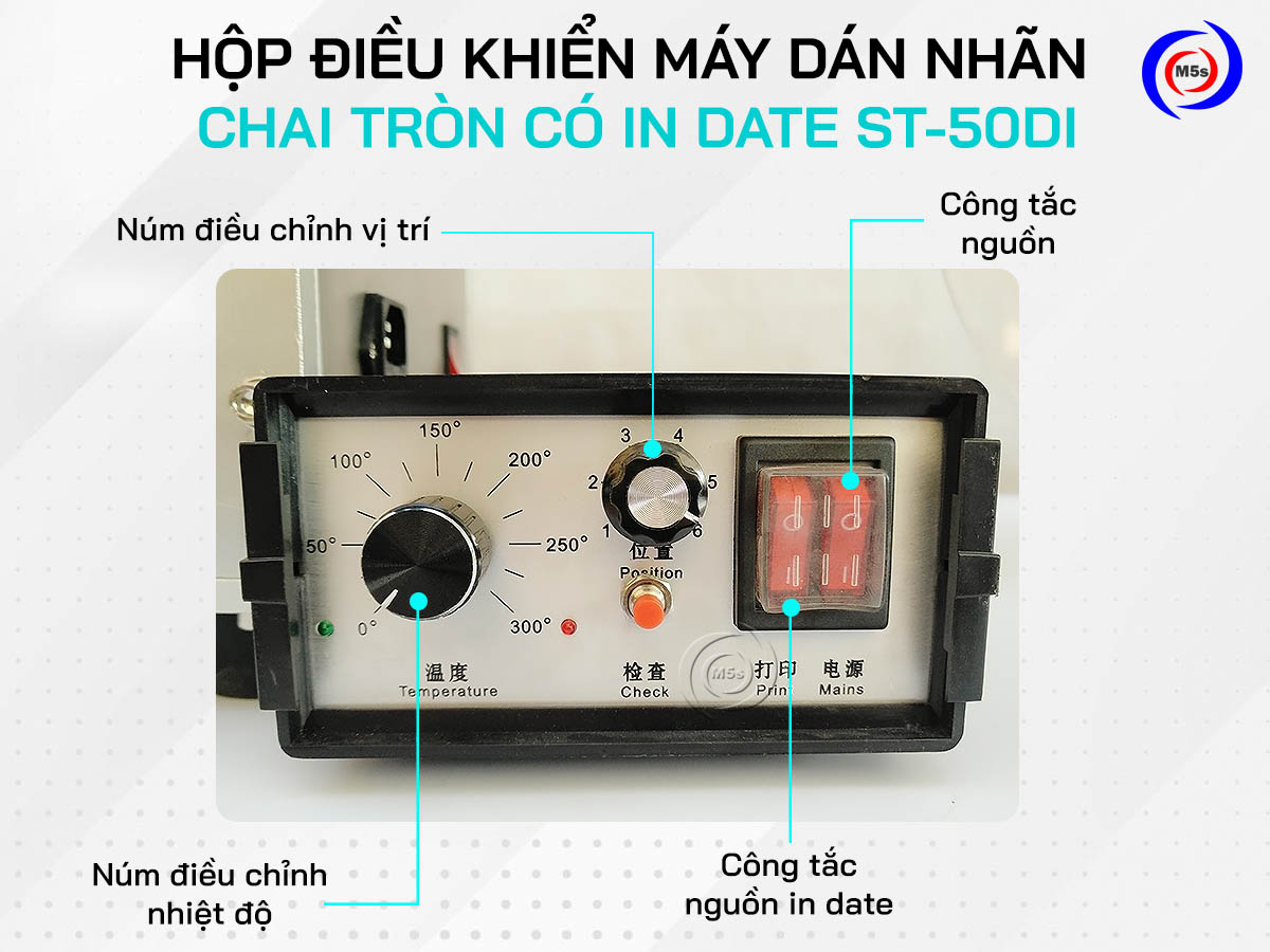 Bảng điều khiển máy dán nhãn chai có in date ST-50D Bảng điều khiển máy dán nhãn chai có in date ST-50D