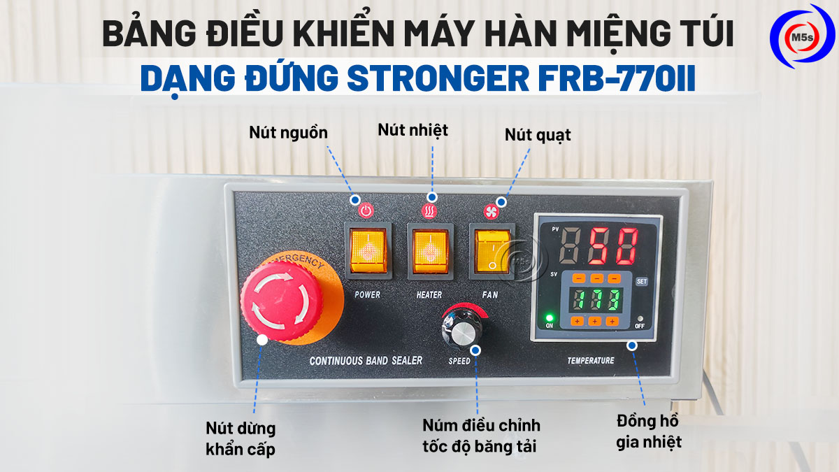 Bảng điều khiển máy hàn miệng túi dạng đứng Stronger FRB-770II Bảng điều khiển máy hàn miệng túi dạng đứng Stronger FRB-770II