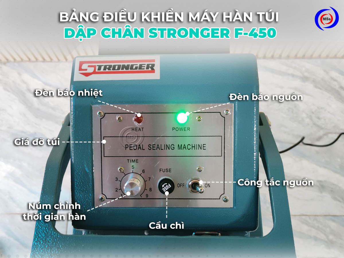 Bảng điều khiển máy hàn túi dập chân Stronger F-450 Bảng điều khiển máy hàn túi dập chân Stronger F-450