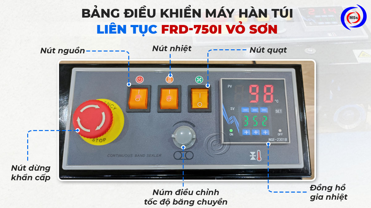 Bảng điều khiển máy hàn túi liên tục Stronger FRD-750-VS Bảng điều khiển máy hàn túi liên tục Stronger FRD-750-VS
