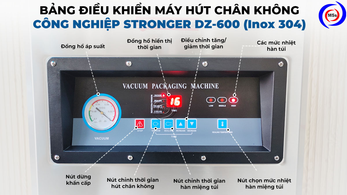 Bảng điều khiển máy hút chân không Stronger DZ-500 inox 304 Bảng điều khiển máy hút chân không Stronger DZ-500 inox 304