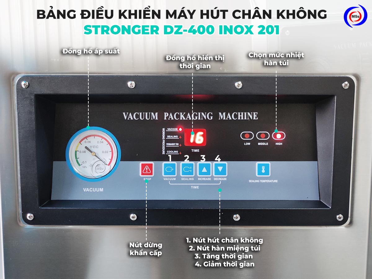 Bảng điều khiển máy hút chân không DZ-400 inox 201 Bảng điều khiển máy hút chân không DZ-400 inox 201