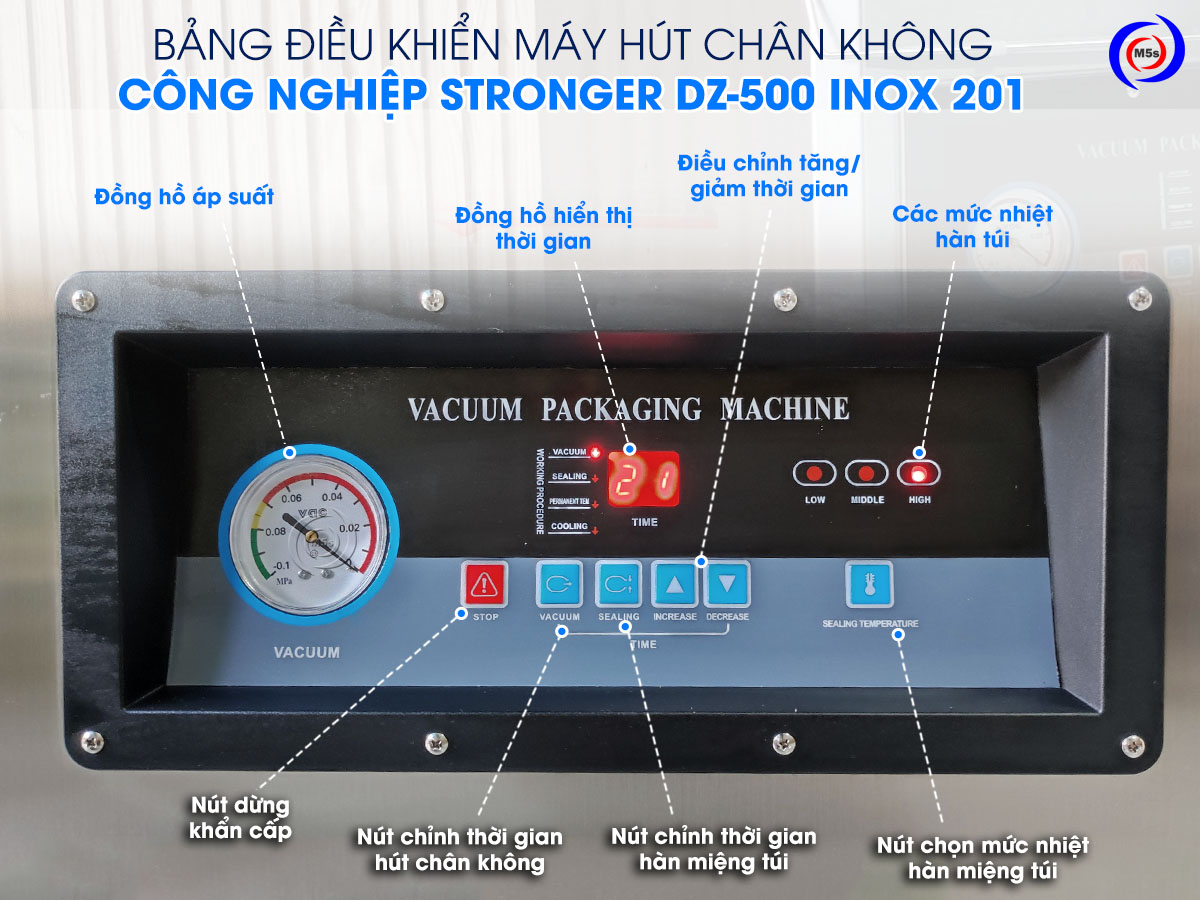 Bảng điều khiển máy hút chân không Stronger DZ-500 inox 201 Bảng điều khiển máy hút chân không Stronger DZ-500 inox 201