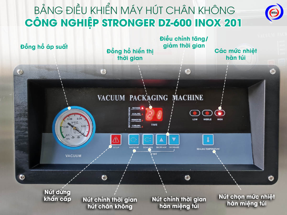Bảng điều khiển máy hút chân không Stronger DZ-600 inox 201 Bảng điều khiển máy hút chân không Stronger DZ-600 inox 201
